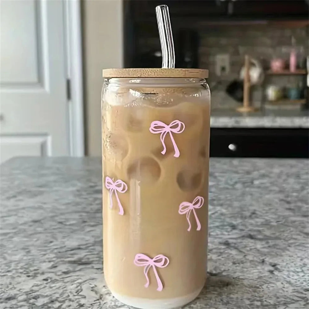 Cute Glass Tumbler with Straw