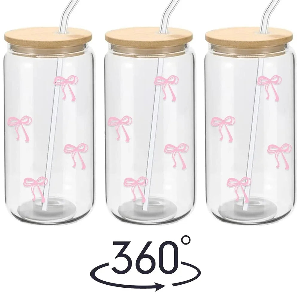 Cute Glass Tumbler with Straw